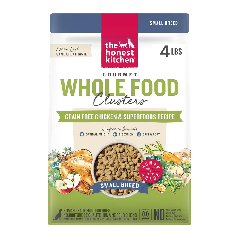 The Honest Kitchen Clusters Petite Race – Poulet Sans Céréales, Croquettes Sèches pour Chien, 4 lb