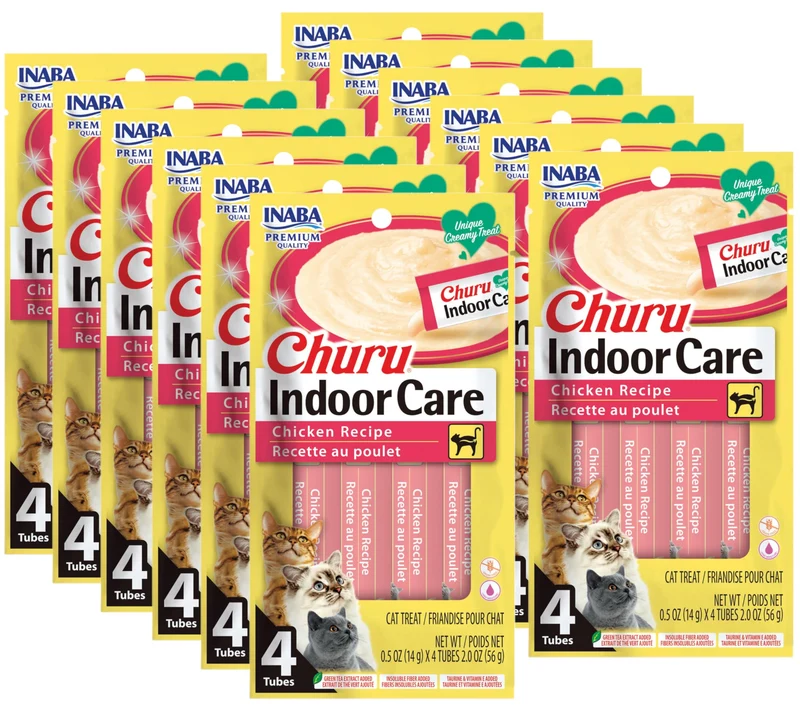 INABA Churu pour Chats – Purée lickable fonctionnelle au poulet, Taurine & Vitamine E, 48 tubes