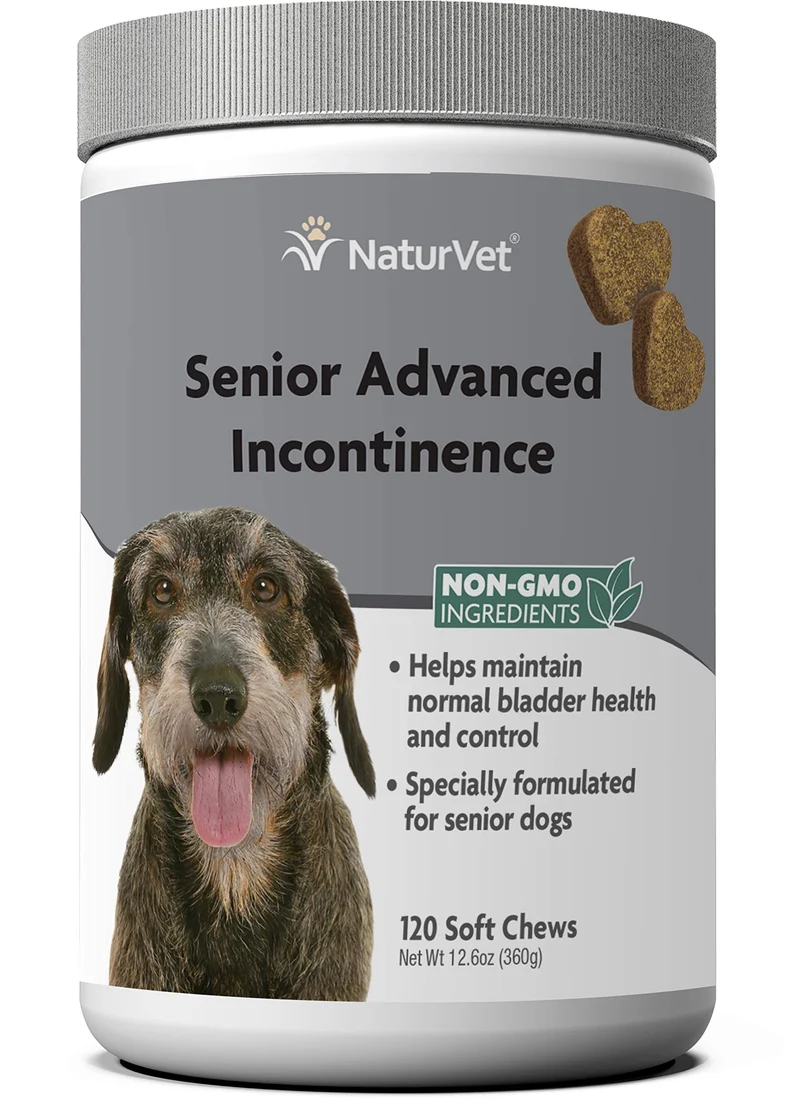 NaturVet Senior Advanced Incontinence – Supplément pour chien, contrôle de la vessie, 120 friandises molles