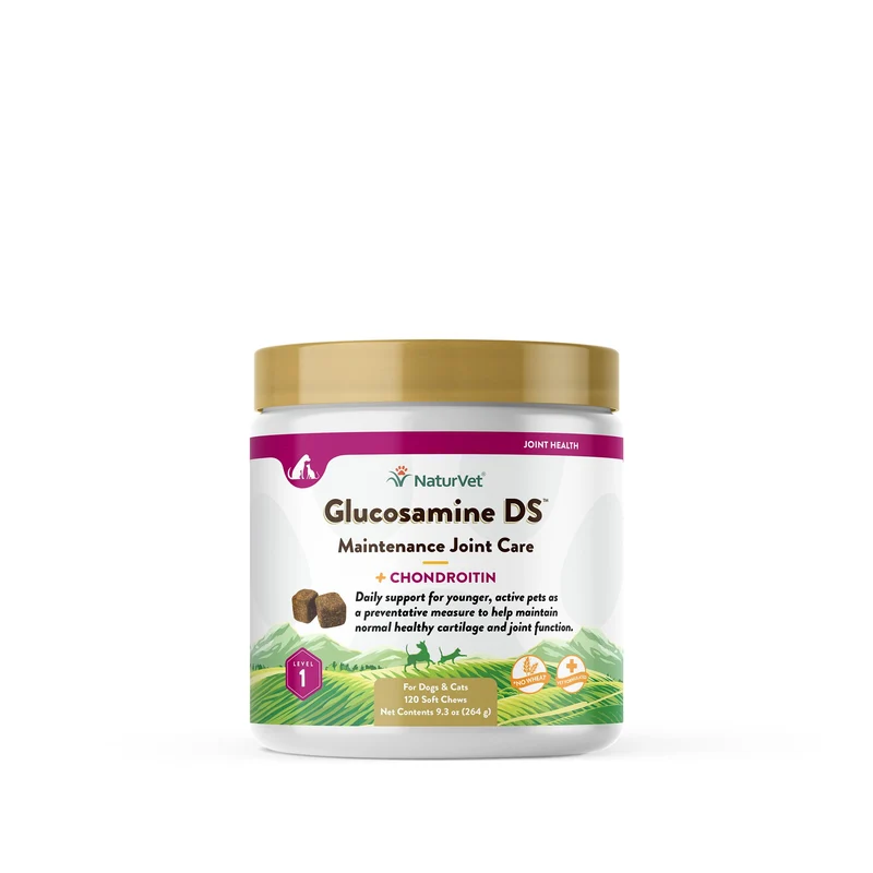 NaturVet Glucosamine DS Niveau 1 – Soin articulaire pour chiens et chats | Friandises molles