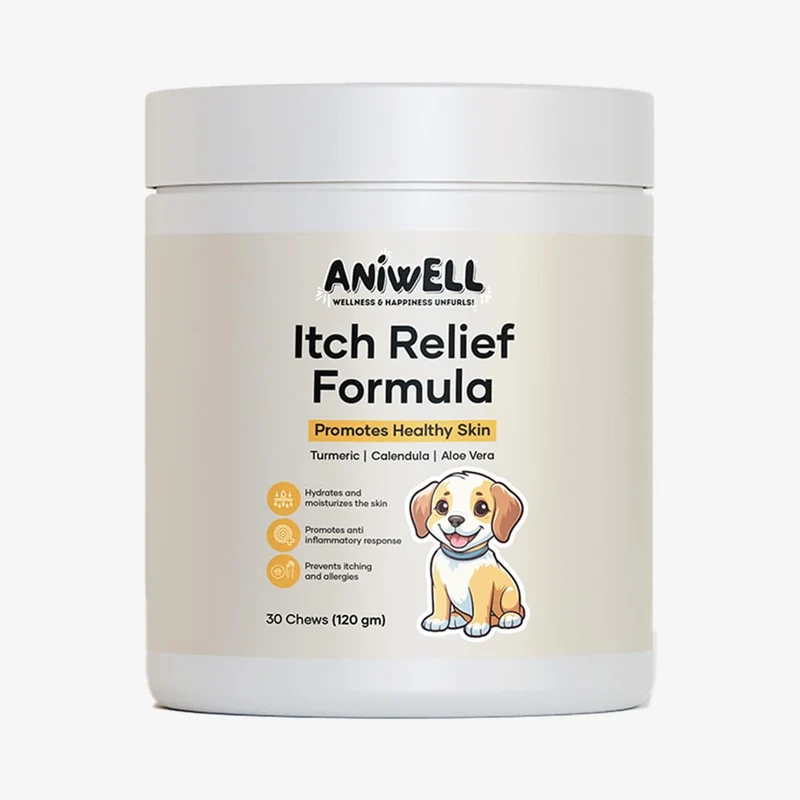 Aniwell Friandises Soulagement Démangeaisons pour Chiens – Vitamine E & Huile de Bourrache – Acides Gras pour Peau Saine et Allergies Saisonnières