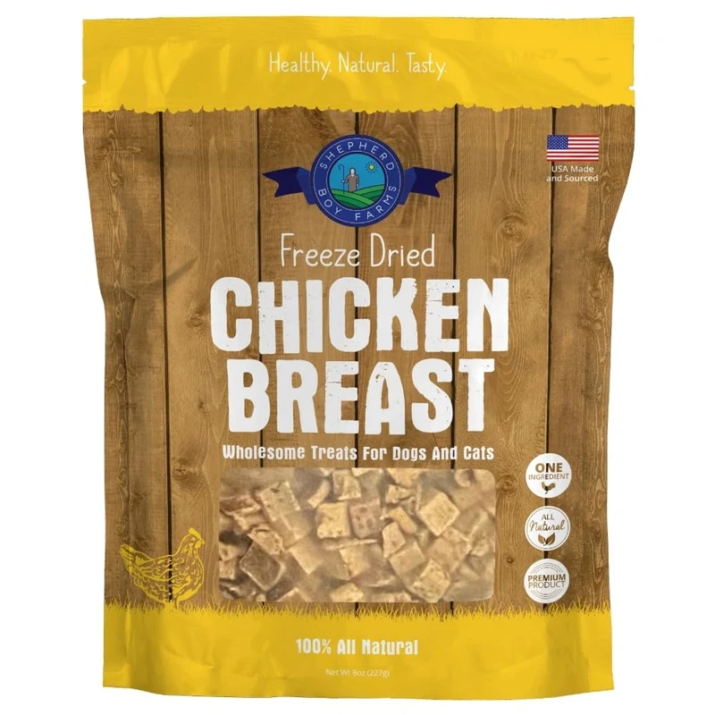 Friandises lyophilisées au poulet – Shepherd Boy Farms, 8oz, 1 ingrédient, fabriqué aux États-Unis