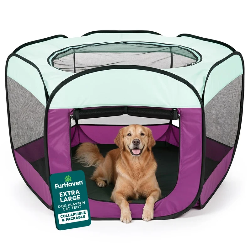 FurHaven Parc Portatif pour Chiens et Chats – Enclos Pliable XL, Violet