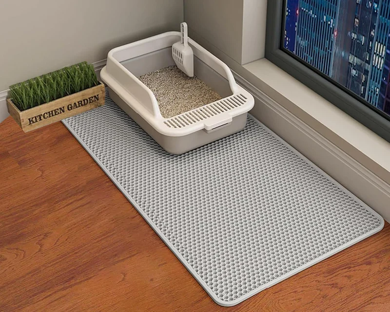 HCY&WLD Tapis Litière 45x26 Gris – Double Couche EVA, Étanche et Antidérapant