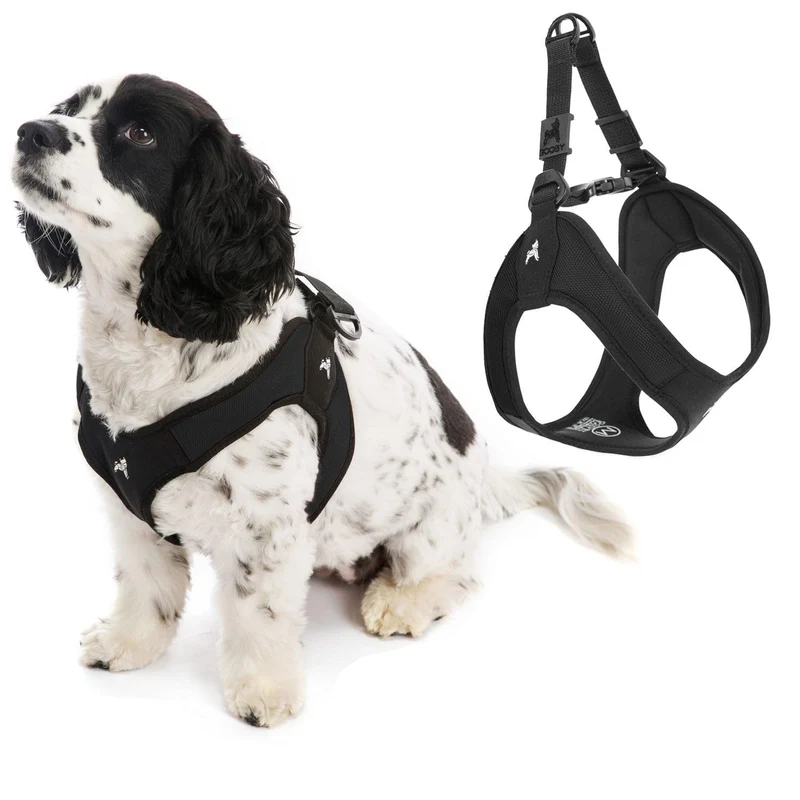 Harnais Gooby Ajustement Facile Anti-Évasion – Noir, Petit pour Chiens Petits à Moyens