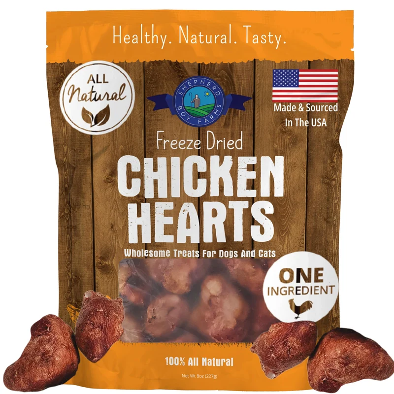 Friandises lyophilisées au cœur de poulet – Shepherd Boy Farms, 8 oz (227 g), États-Unis