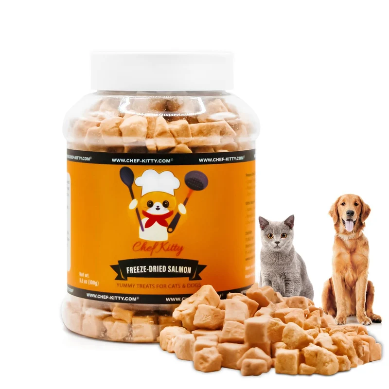 Chef Kitty Saumon Lyophilisé – Friandises Chats et Chiens, 7 oz, Sauvage, Sans Additifs