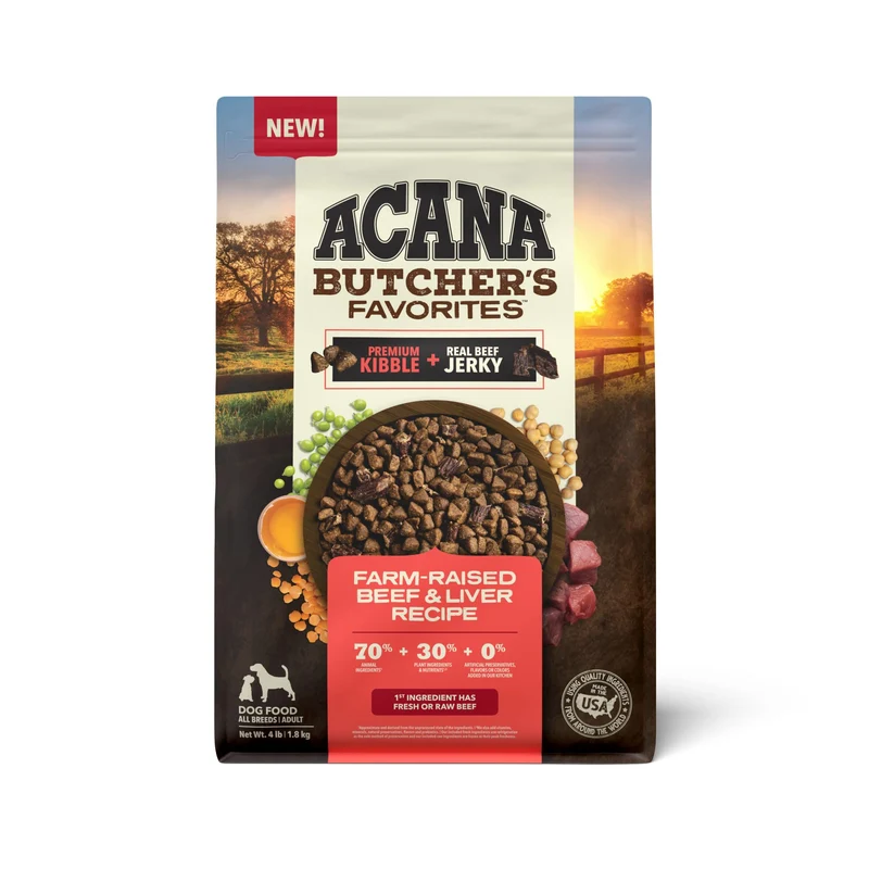 ACANA Butcher's Favorites : croquettes sans céréales pour chien au bœuf frais et foie, sac de 4 lb