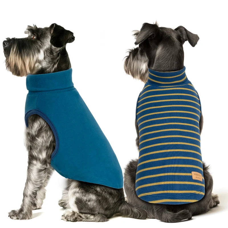 KYEESE 2-packs Pull-Chien en Velours – Sweat-shirt Extensible pour Petits Chiens, Doux et Chaud, Sans Manches, Deux Styles