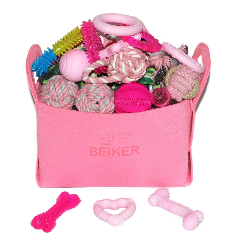 Beiker – Lot 20 Jouets Dentition Rose pour Chiots et Petits Chiens