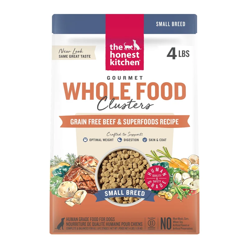 The Honest Kitchen Whole Food Clusters – Petite Race – Bœuf Sans Céréales – Croquettes sèches pour chien, 4 livres