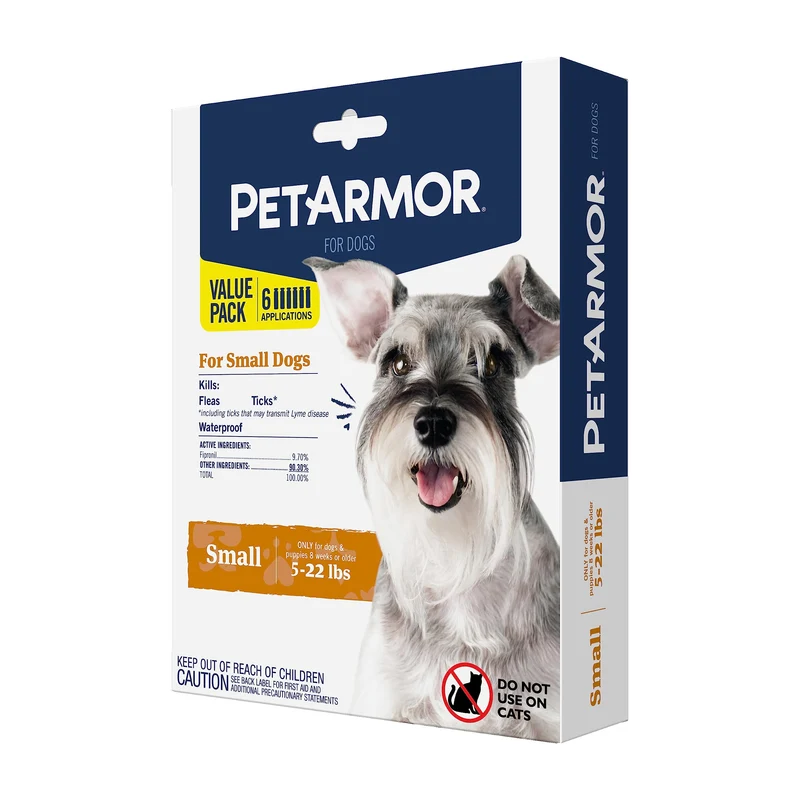 PetArmor Petit Chien — Traitement Topique Puces et Tiques (5–22 lb), 6 Applications Imperméables