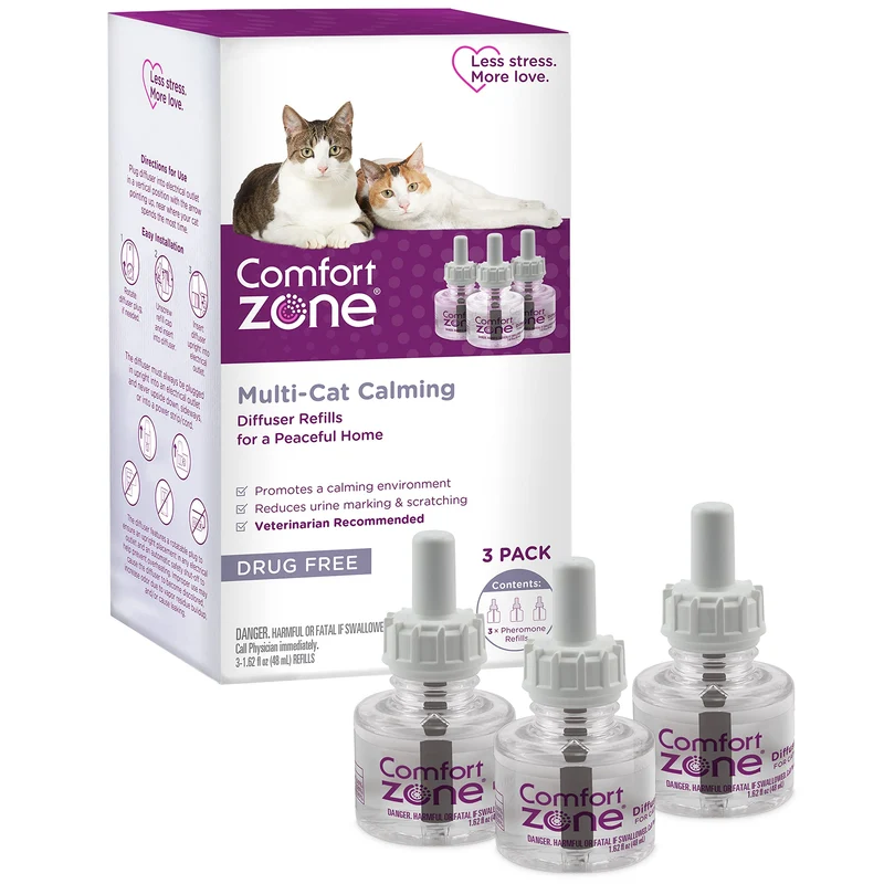 Comfort Zone Réfill Multi-Chats pour Diffuseur Calmant – Lot de 3 (30 jours chacun, 90 jours au total)