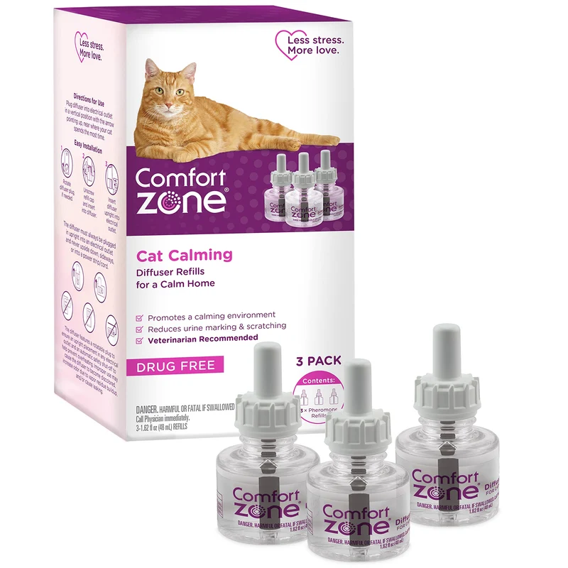 Recharge Diffuseur Calmant pour Chats Comfort Zone – Lot de 3 Réfills, 30 Jours par Réfill, 90 Jours au Total