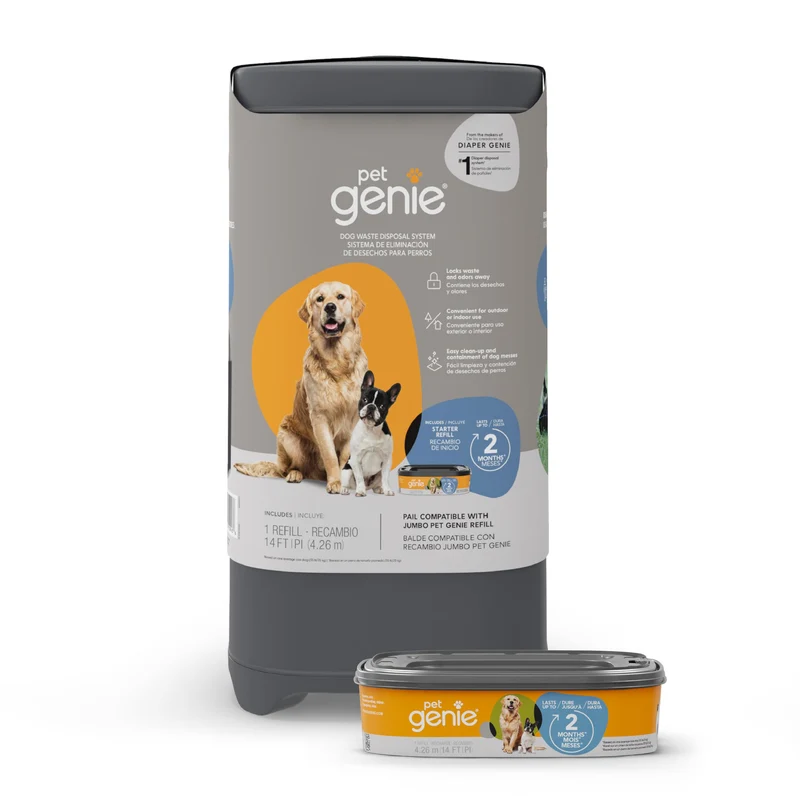 Pet Genie Pail — Système anti-odeur pour déjections canines (extérieur et intérieur) | Bac à crottes avec recharge carrée jusqu’à 2 mois