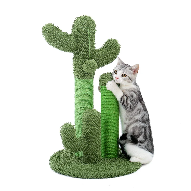 PAWZ Road Grattoir Chat Cactus – 3 Tiges, Boule Pendante, Hauteur 23 Pouces