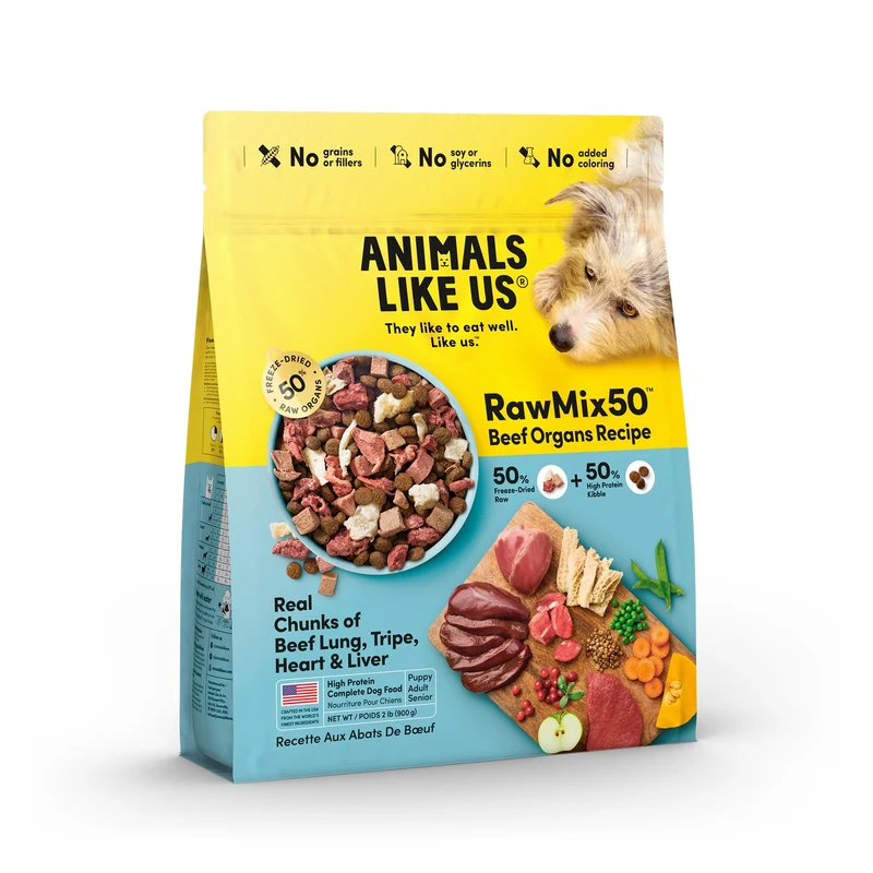 Animals Like Us RawMix50 : Nourriture canine 50% abats lyophilisés et croquettes sans céréales, 2 lb