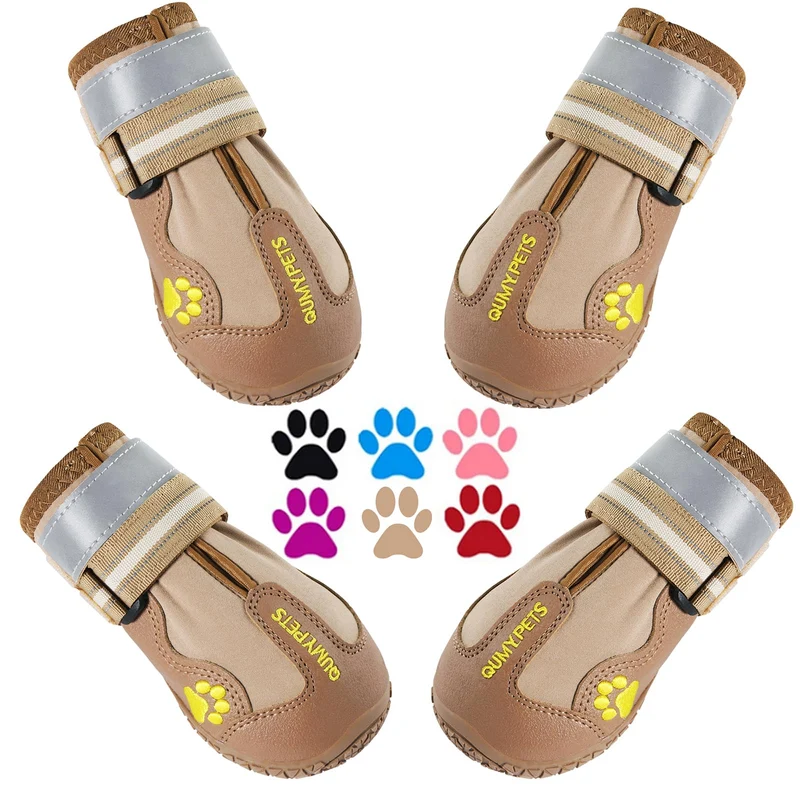 QuMy Bottes pour Chien – Grandes Tailles, Protège-Pattes Résistantes et Antidérapantes