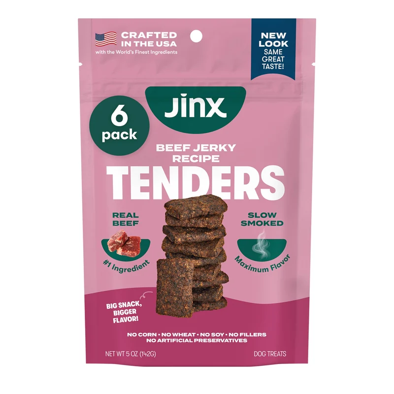 Jinx Tenders – Friandises pour chiens au bœuf et foie, tendre, sans additifs, 6x142 g