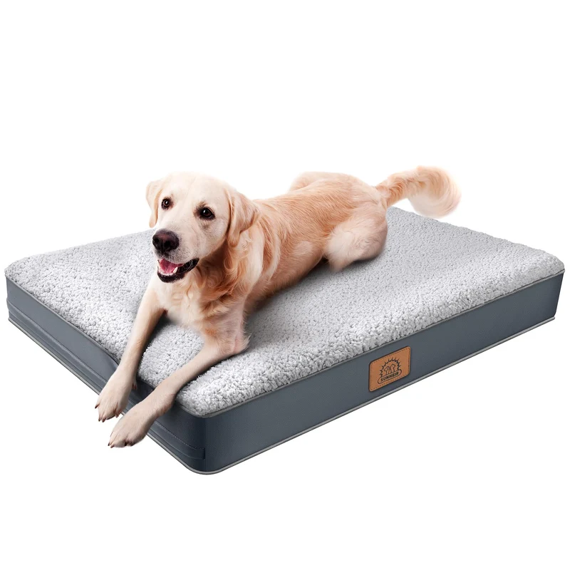 Sunheir – Lit orthopédique pour chiens grands et XXL – Housse lavable et fond anti-glisse