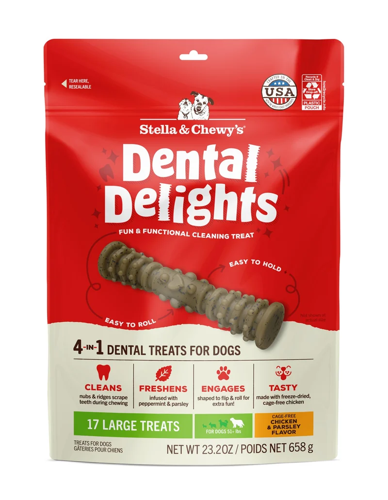 Stella & Chewy's Dental Delights – Friandises dentaires pour chiens (Poulet lyophilisé), Grand format 23,2 oz