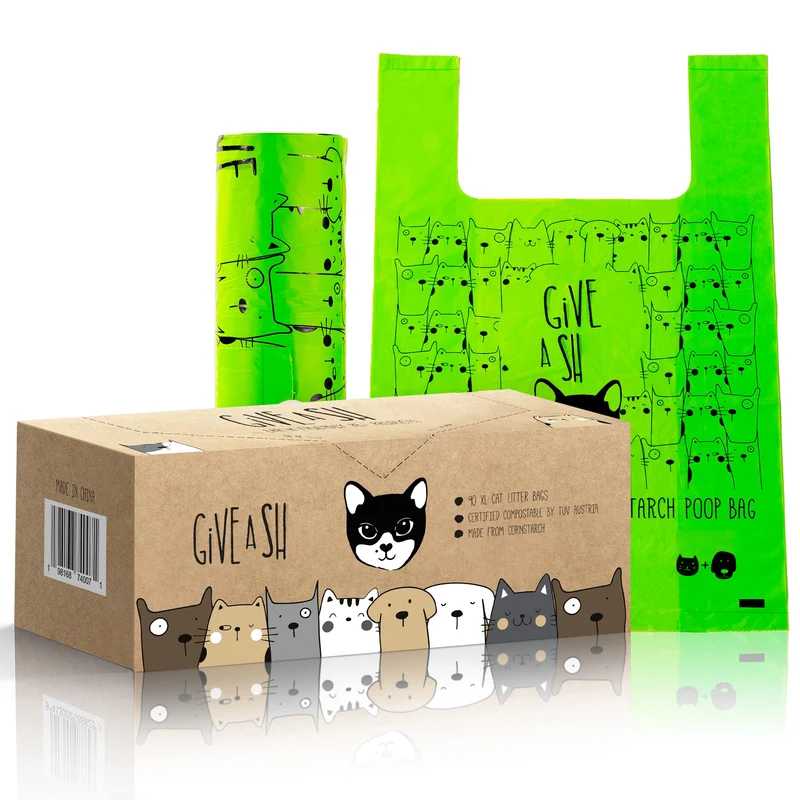 Sacs Litière Chat Compostables XXL NF T51-800 – 90 Sacs | Don 10% | G.A.S