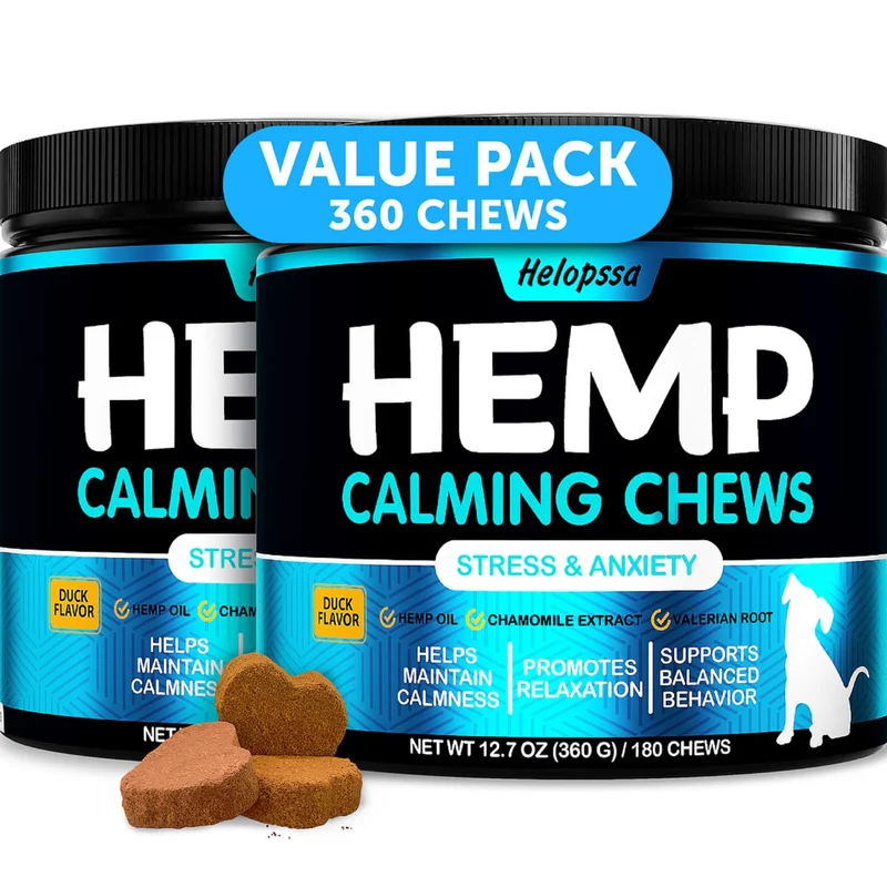Helopssa – Friandises Calmes au Chanvre pour Chiens Anxieux et Stressés (360 Douces)