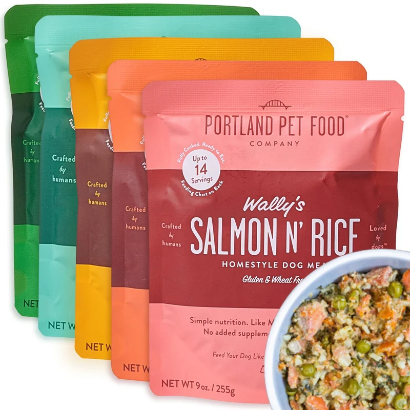 Portland Poche Nourriture Chien – Toppers et Repas de Qualité Humaine, Sans Gluten, Pack Variété 5 Sachets