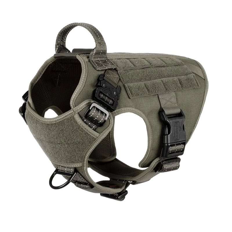 ICEFANG Harnais Chien Tactique – Taille M, 2 Boucles Métal, MOLLE avec Poignée – Vert (Pack de 1)