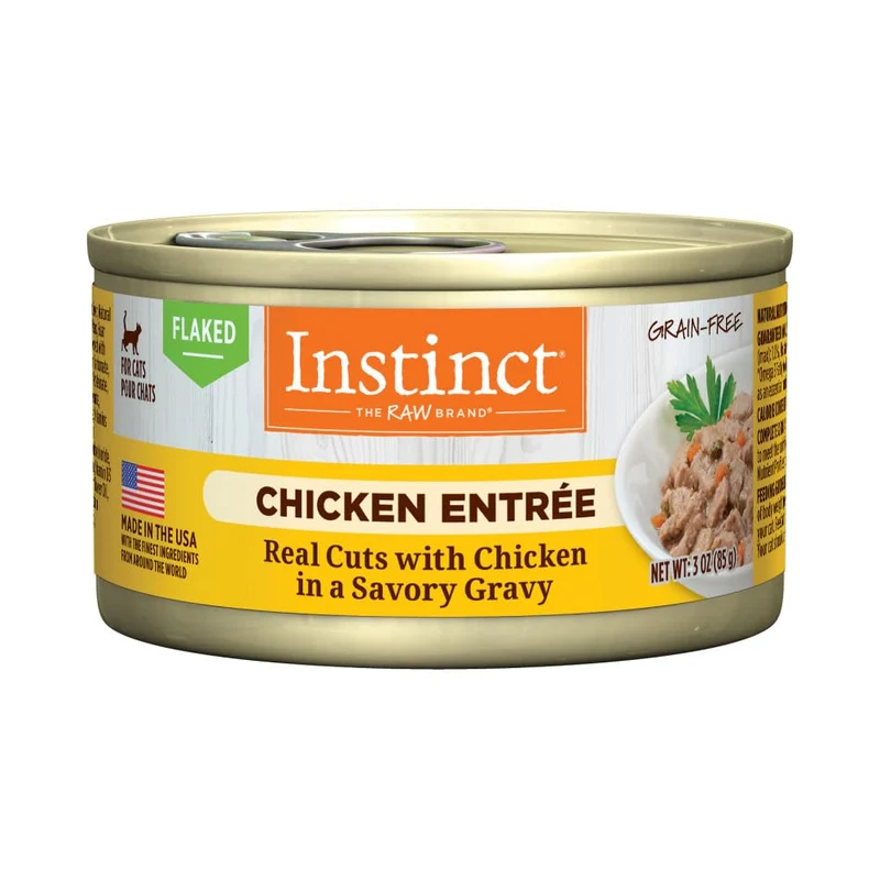 Instinct Flaked Entrée – Nourriture humide en conserve pour chat, Poulet, 3 onces (lot de 24)