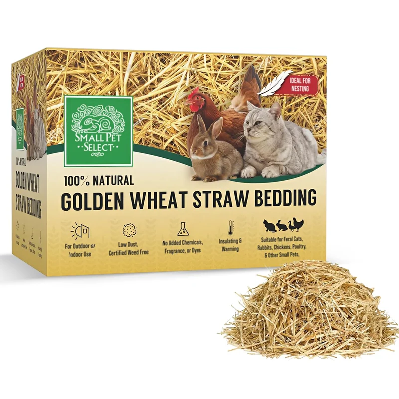 Small Pet Select - Litière de paille d'orge dorée 100% naturelle, sans additifs, 8 lb, fabriquée aux États-Unis – pour lapins et hamsters, contrôle des odeurs