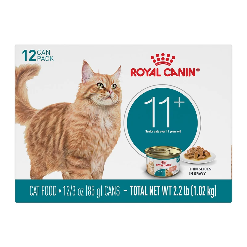 Royal Canin Aging 11+ – Alimentation humide pour chats seniors (tranches fines dans sauce), boîte 3 oz x12