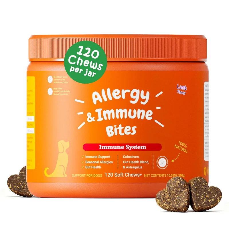 Dreress Friandises Anti-Allergie pour Chiens avec Probiotiques — Soulage Démangeaisons, Oreilles et Pattes, Saveur Agneau, 120 Pièces