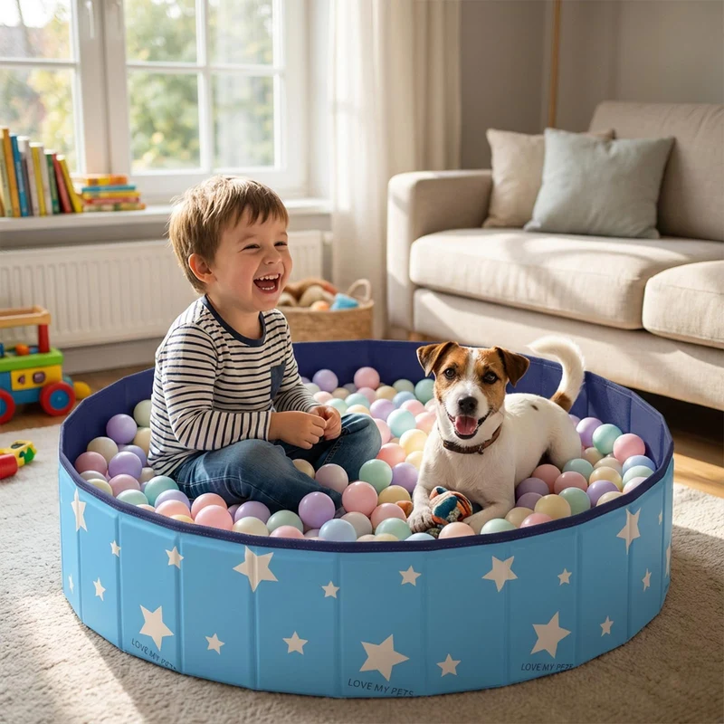 SCLWSS Fosse à balles 47 pouces pour chien – Aire de jeu pliable (Intérieur/Extérieur) – Balles non inclus – Bleu