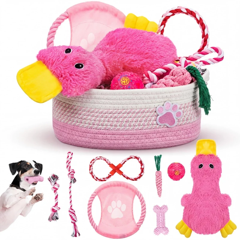 Zopeal Panier de rangement pour jouets de chiot — ensemble rose