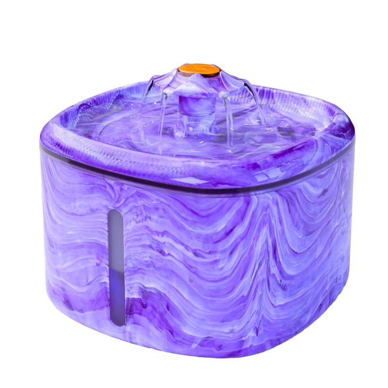 Ksuefao Fontaine pour chat violet – 2,5 L, pompe ultra silencieuse et LED bleue