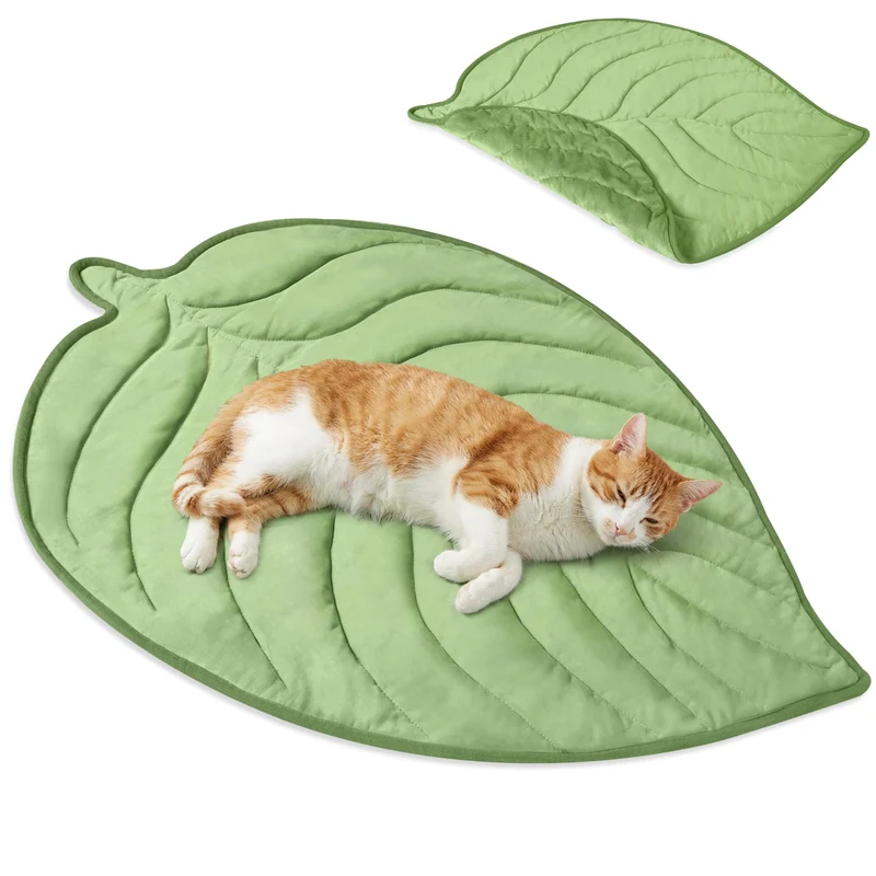 PetAmi Tapis Rafraîchissant pour Chien et Chat – Forme Feuille Réversible 32x39 pouces