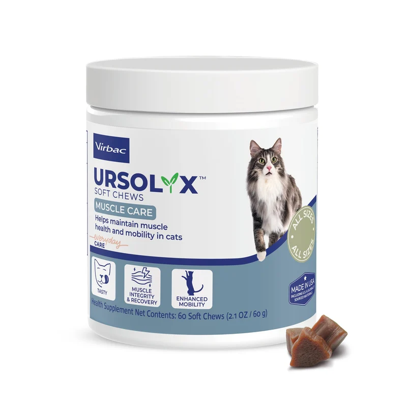 Virbac URSOLYX™ Friandises molles pour chats | Soutien musculaire pour chats âgés, actifs ou en récupération | 60 bouchées – 2 mois