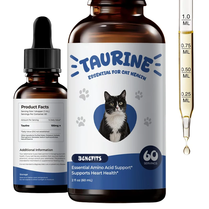 BrightBarki Taurine pour Chats – Gouttes Liquides pour Cœur, Vision et Immunité | Facile à Mélanger