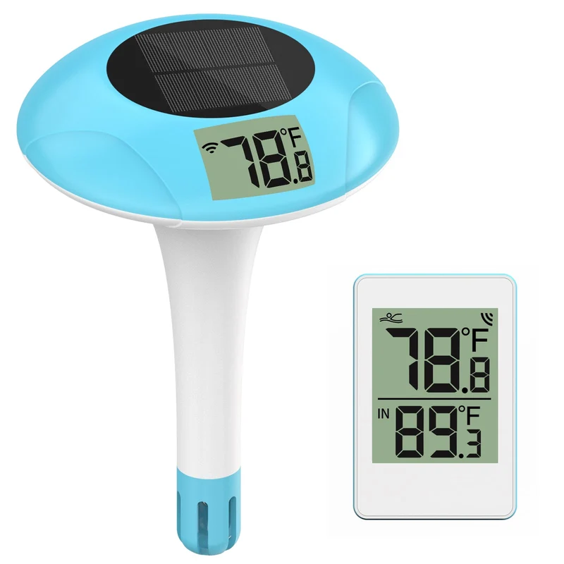 Thermomètre Sans Fil pour Piscine T TESTRUST — Lecture Facile, IPX8, Portée 328 Pieds, Solaire