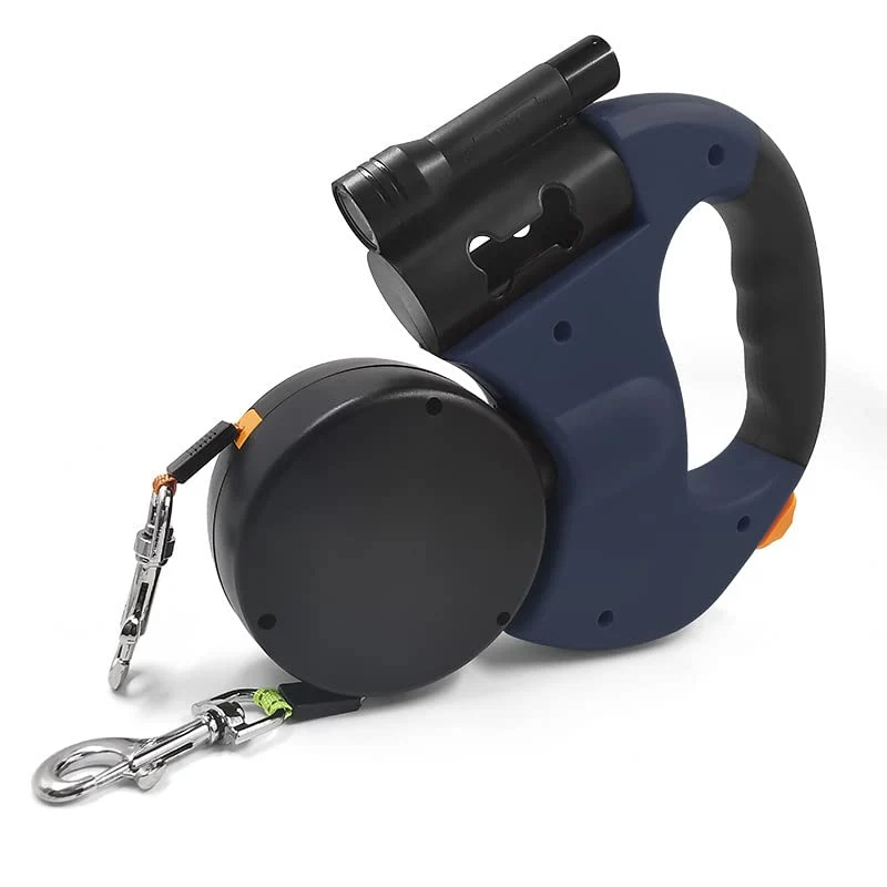 Generic – Laisse-double pour deux chiens, sans enchevêtrement, rotation 360°, LED et nylon résistant