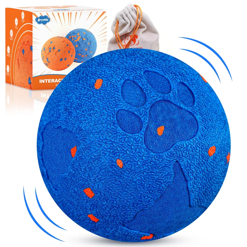 Bryxkla Ball interactif pour chiens moyens et grands – Auto-mouvante, vibrations, IPX7, sac cadeau inclus