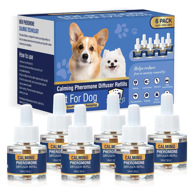 LKBHGF – 6 Remplissages 48ml pour Diffuseur Chien | Apaisement et Sérénité jusqu’à 180 jours