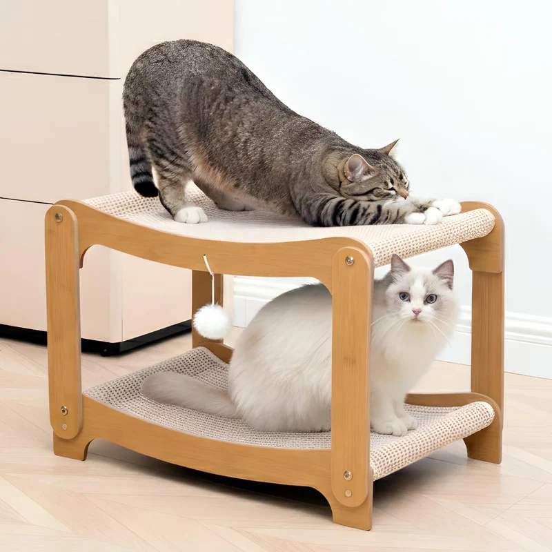 AIXINPET Lit à deux niveaux en sisal pour chats – Griffage, hamac et repos