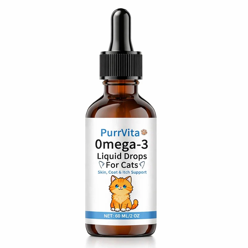 ANEFOSE PurrVita Omega-3 Liquide pour Chats – Pelage et Peau Sains, 60 ml