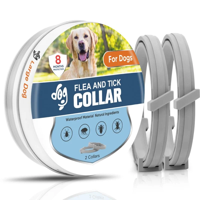 UDyoude Collier anti-puces et tiques pour chiens grands – Réglable, 8 mois de protection (Pack de 2)