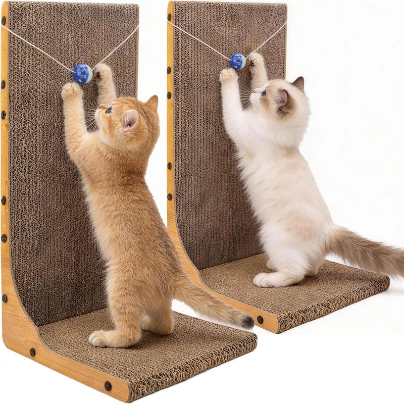 YesBes – Lot de 2 Grattoirs pour Chat en Forme L (23,6 po) avec Ballon Intégré