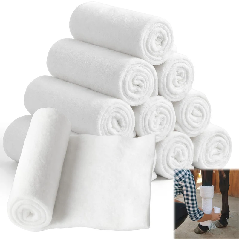 Abbylike – Lot de 12 Wraps de Jambe en Coton pour Cheval 30x36 pouces Sans Noeud (Respirants)