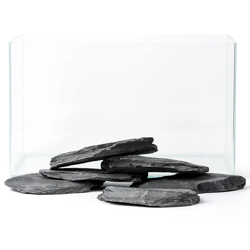 FISCAPE Pierres d’ardoise naturelle plates 6,1–8,1 pouces – 6 pièces pour aquariums et terrariums