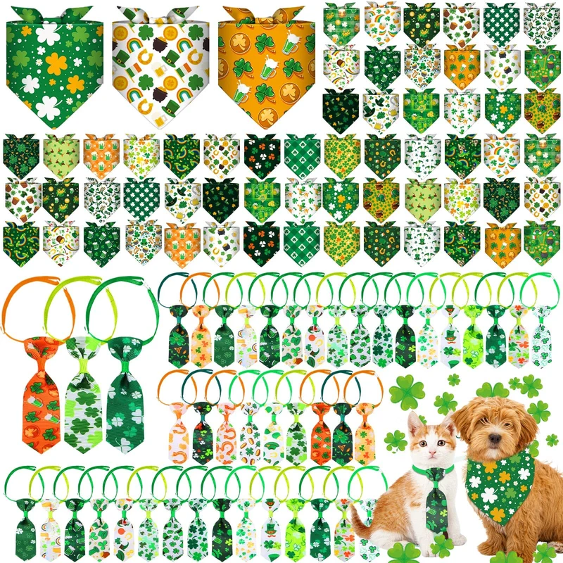 Reginary 108 Bandanas et Noeuds pour Chien Saint-Patrick – Lot Ajustable et Lavable